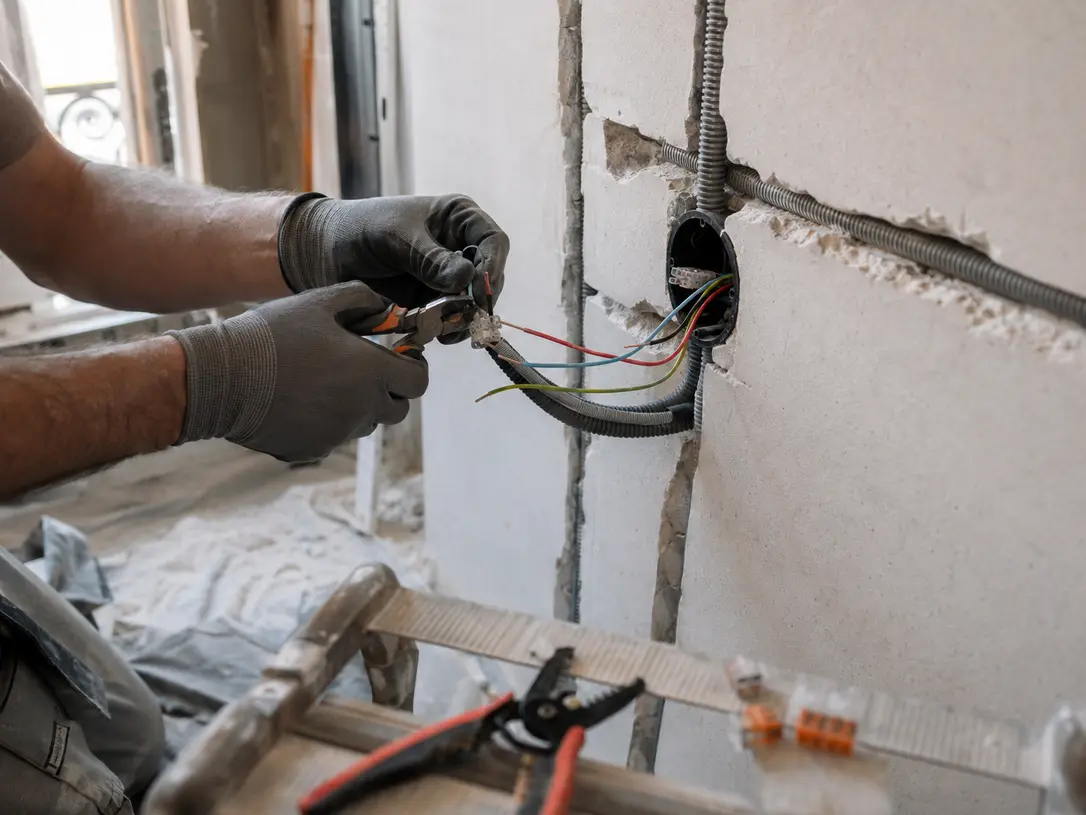Pose de gaines, câbles et appareillages électriques