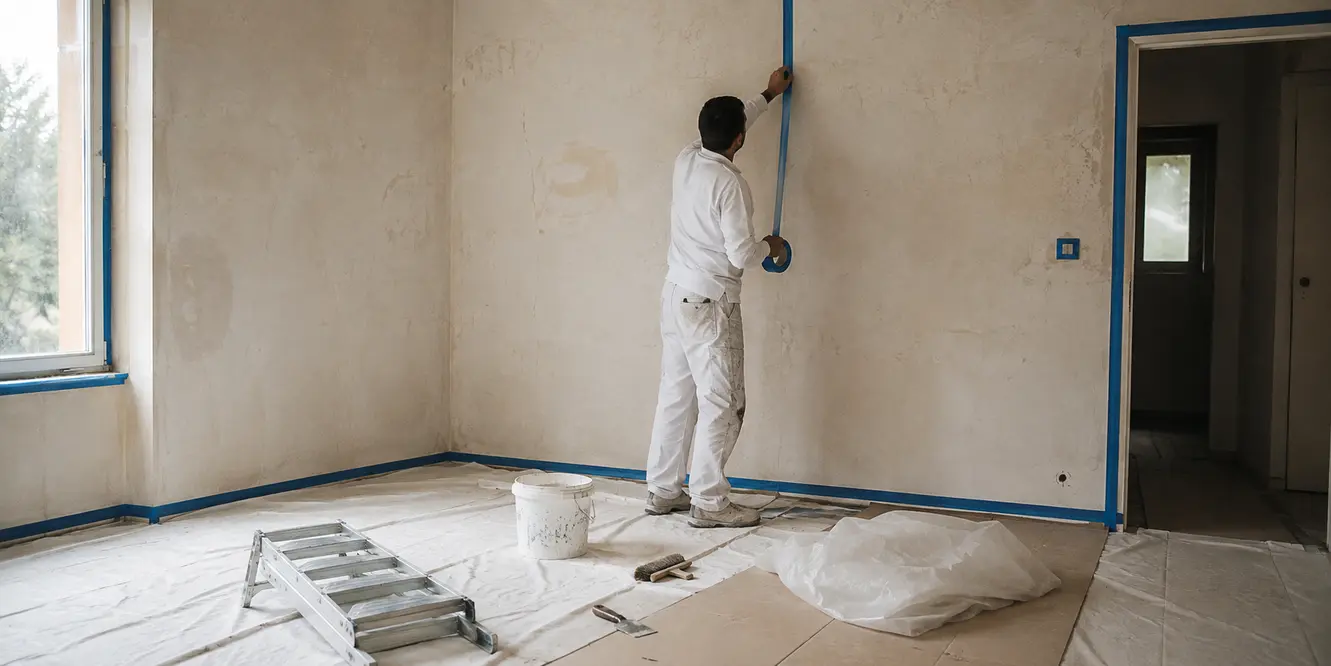 Préparation et protection d’une pièce avant des travaux de peinture intérieure