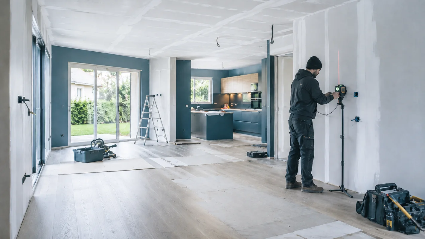 Chantier de rénovation intérieure complète à Pau